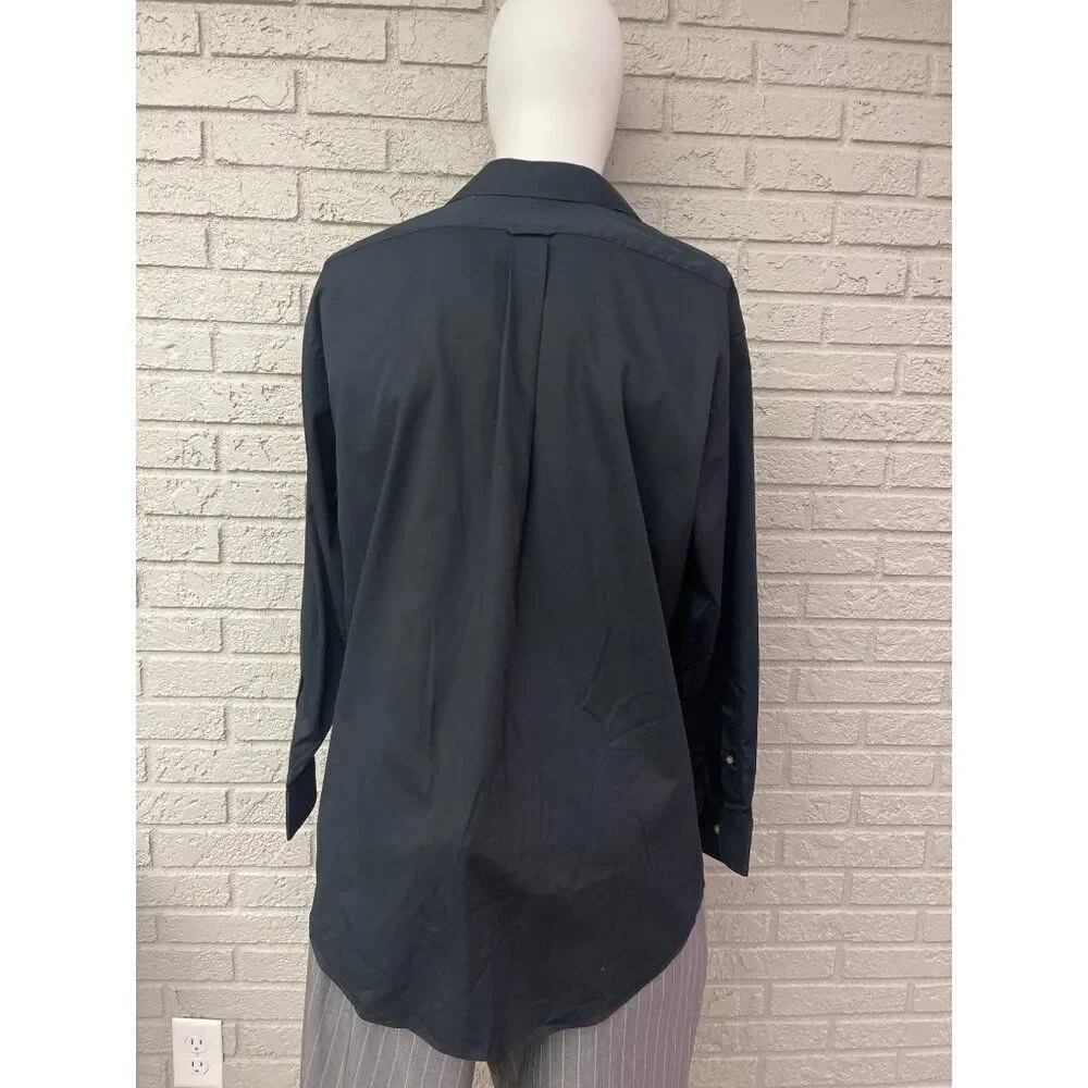 Dockers Men Black Micro-Fiber Blend Long Sleeve Button-Up Shirt Size L 16-16 1/2